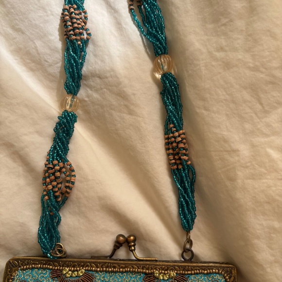 Beaded Brown and Turquoise Purse - Picture 5 of 8